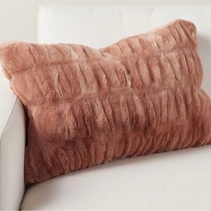 Pottery Barn Faux Fur Ruched Lumbar Pillow Cover in Rosewood - Cover Only